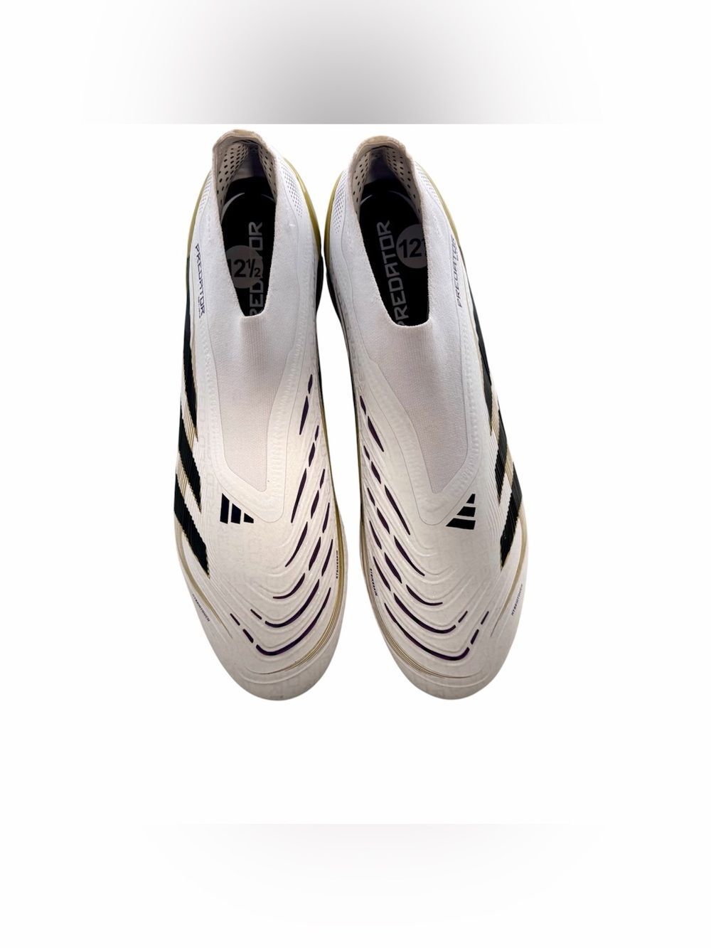 Adidas Predator White Soccer Cleats with Black & Gold Accents - Picture 4 of 5